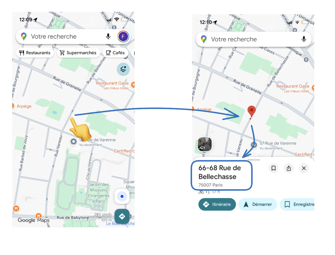 Google Maps reverse geocoding example